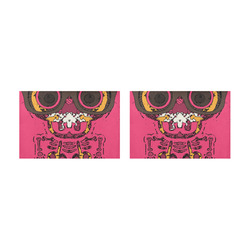 funny skull and bone graffiti drawing in orange brown and pink Placemat 12’’ x 18’’ (Set of 2)