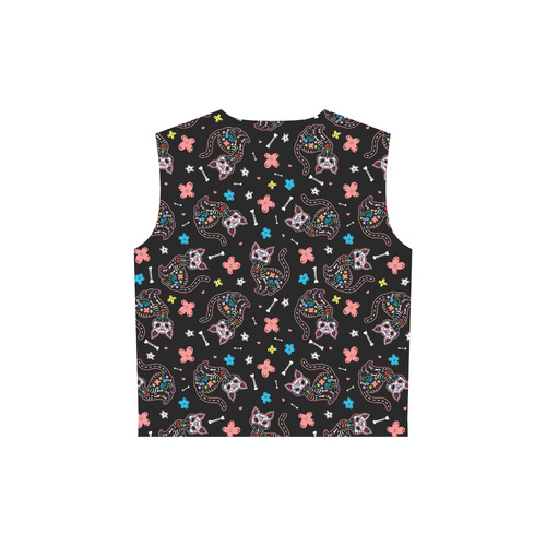 Dia de lo Gatos All Over Print Sleeveless Hoodie for Women (Model H15)