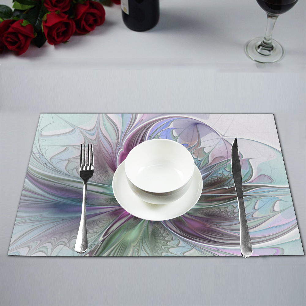 Colorful Fantasy Abstract Modern Fractal Flower Placemat 12’’ x 18’’ (Set of 4)