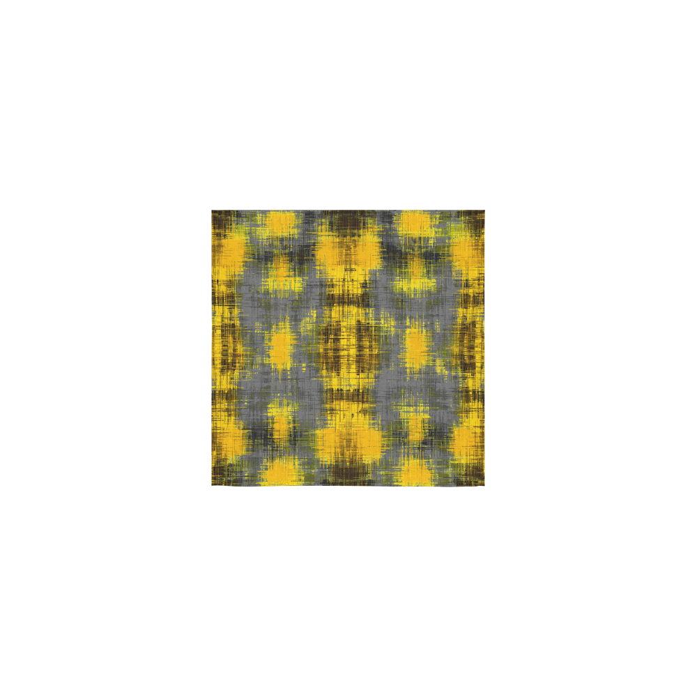 geometric plaid pattern painting abstract in yellow brown and black Square Towel 13“x13”