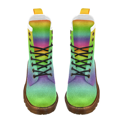 metallic rainbow glitter texture High Grade PU Leather Martin Boots For Women Model 402H