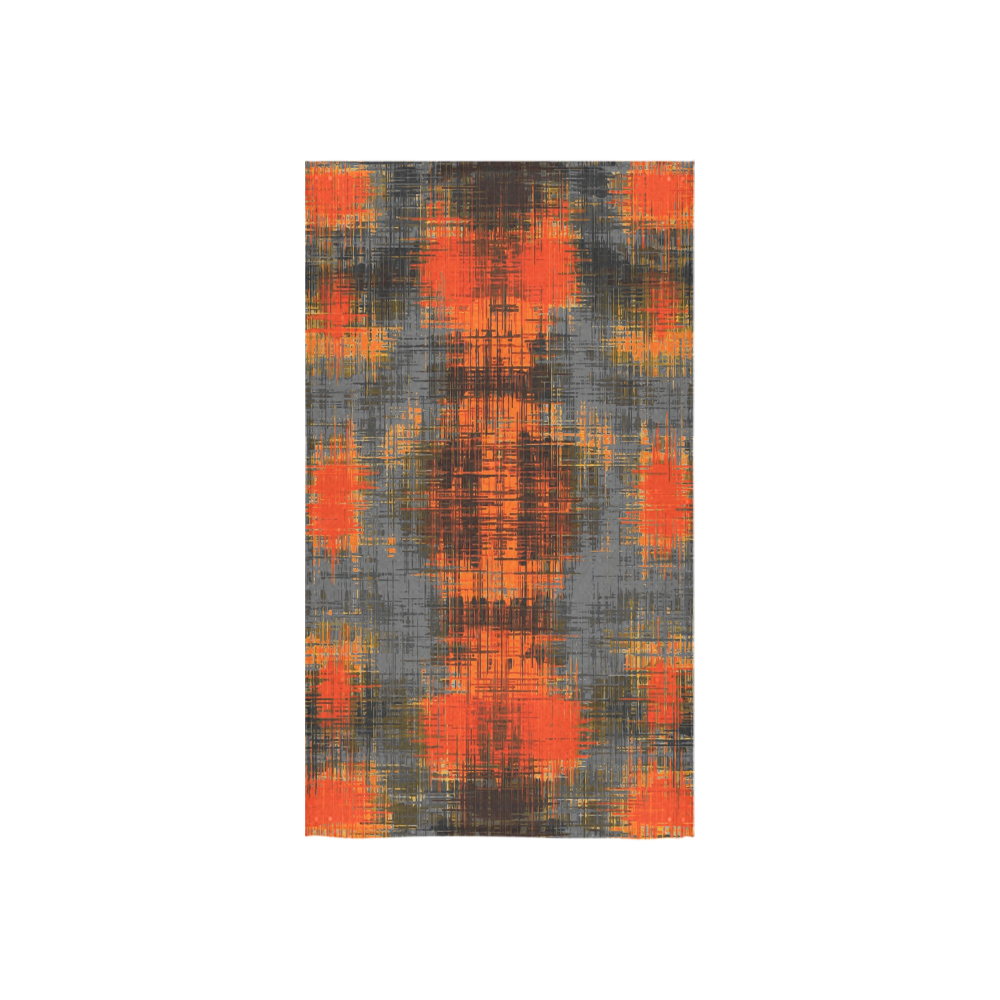 vintage geometric plaid pattern abstract in orange brown black Custom Towel 16"x28"