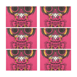 funny skull and bone graffiti drawing in orange brown and pink Placemat 12’’ x 18’’ (Set of 6)