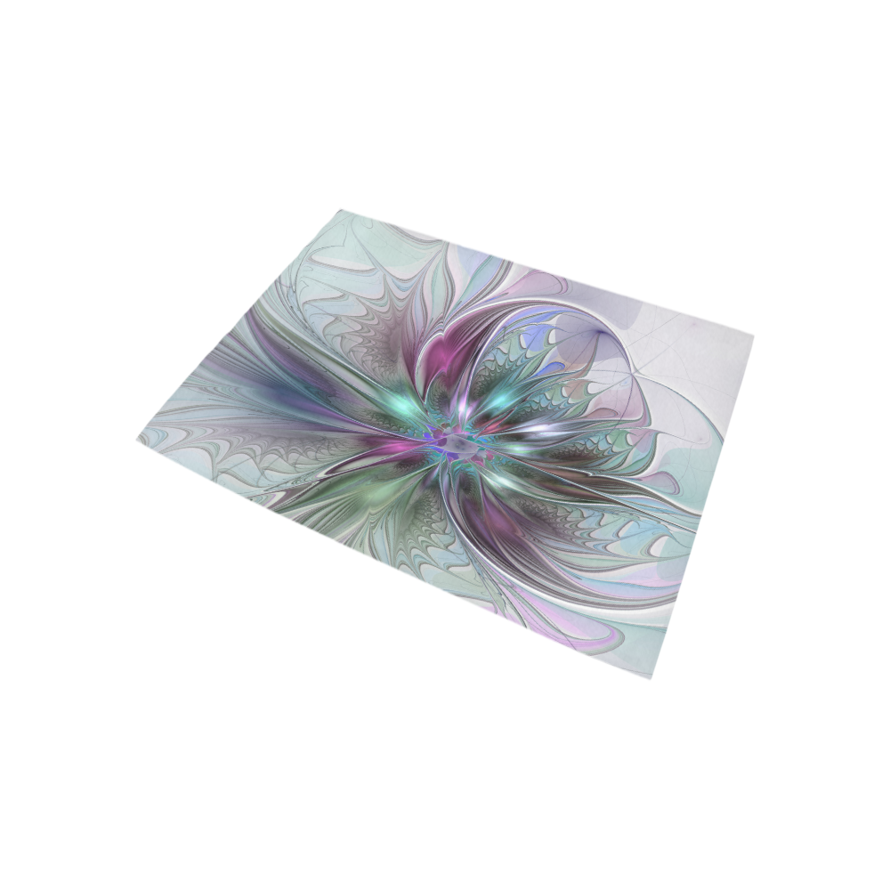 Colorful Fantasy Abstract Modern Fractal Flower Area Rug 5'3''x4'