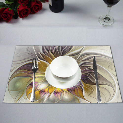 Abstract Colorful Fantasy Flower Modern Fractal Placemat 12''x18''
