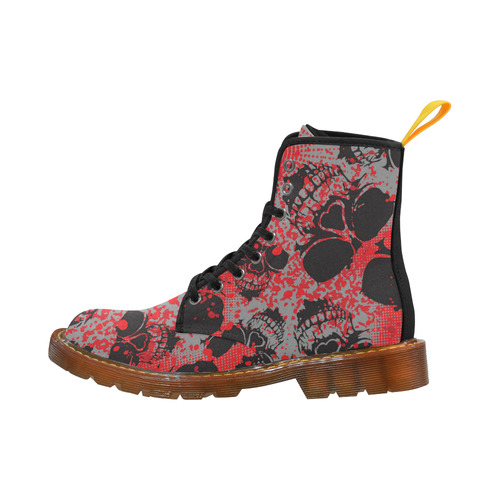 Skull With Red Dot Background Martin Boots For Women Model 1203H
