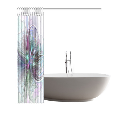 Colorful Fantasy Abstract Modern Fractal Flower Shower Curtain 72"x72"