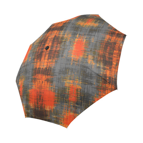 vintage geometric plaid pattern abstract in orange brown black Auto-Foldable Umbrella (Model U04)