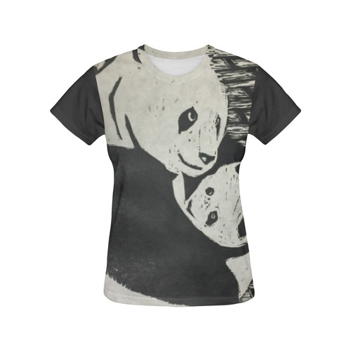 panda bear with cub All Over Print T-Shirt for Women (USA Size) (Model T40)