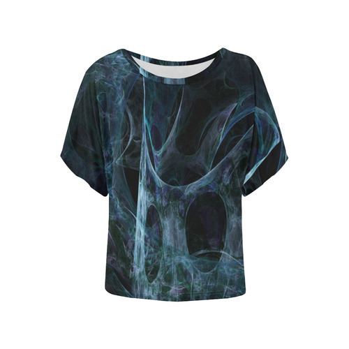 Caught in a Spider Web Women's Batwing-Sleeved Blouse T shirt (Model T44)