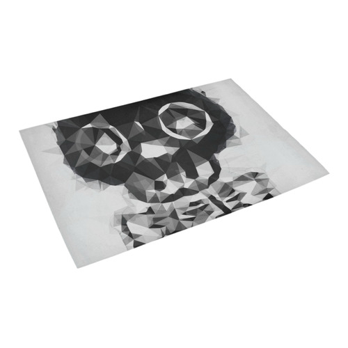 psychedelic skull and bone art geometric triangle abstract pattern in black and white Azalea Doormat 24" x 16" (Sponge Material)