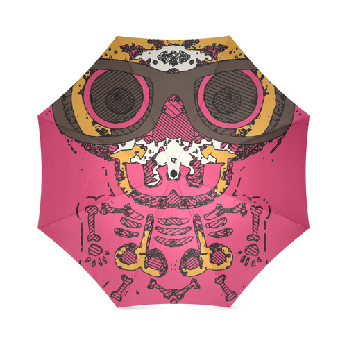 funny skull and bone graffiti drawing in orange brown and pink Foldable Umbrella (Model U01)