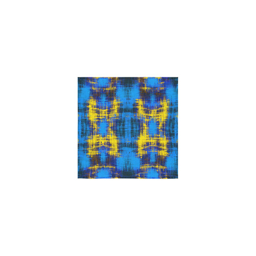 geometric plaid pattern painting abstract in blue yellow and black Square Towel 13“x13”