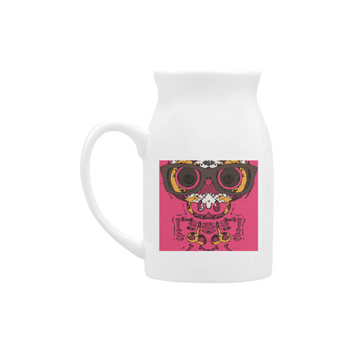 funny skull and bone graffiti drawing in orange brown and pink Milk Cup (Large) 450ml