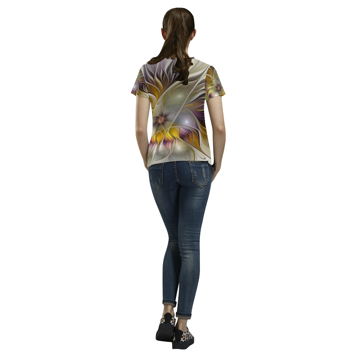 Abstract Colorful Fantasy Flower Modern Fractal All Over Print T-Shirt for Women (USA Size) (Model T40)
