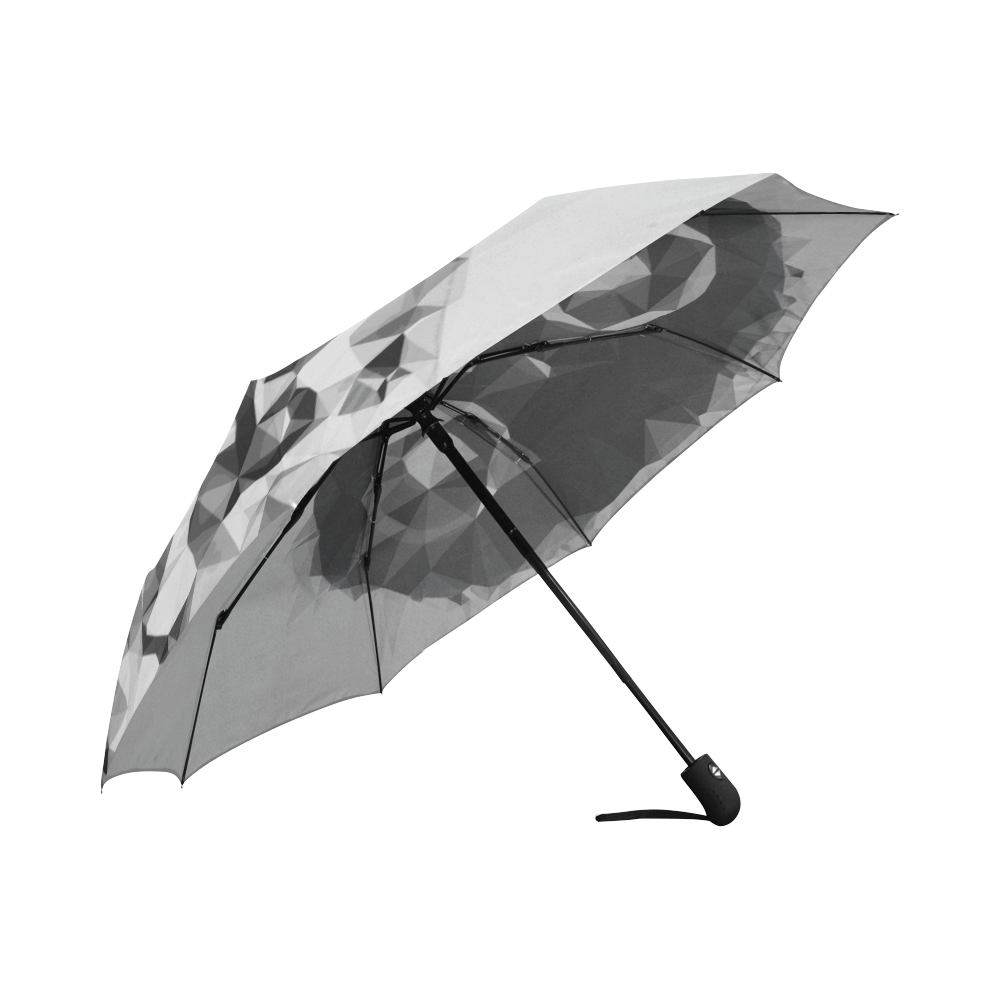 psychedelic skull and bone art geometric triangle abstract pattern in black and white Auto-Foldable Umbrella (Model U04)