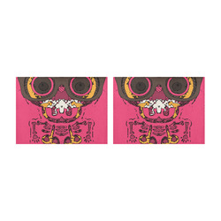 funny skull and bone graffiti drawing in orange brown and pink Placemat 14’’ x 19’’ (Set of 2)