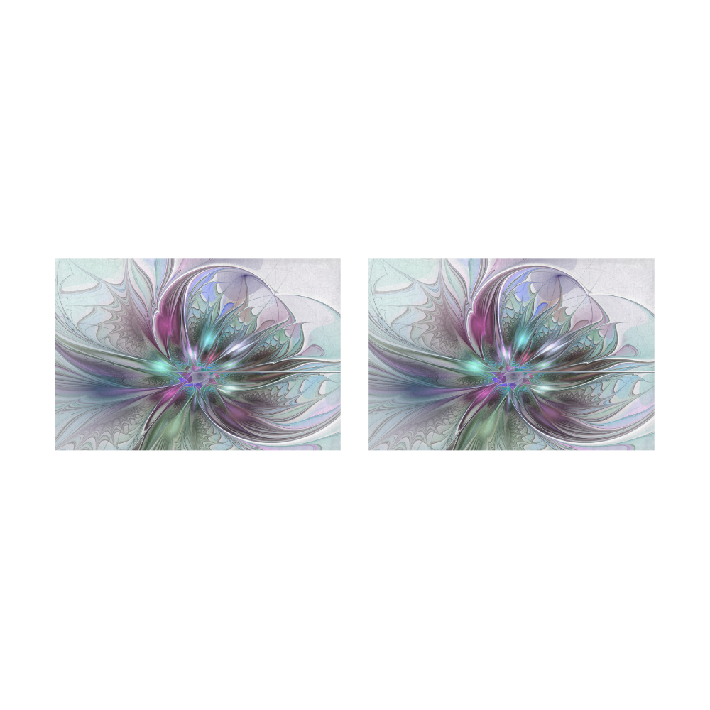 Colorful Fantasy Abstract Modern Fractal Flower Placemat 12’’ x 18’’ (Set of 2)