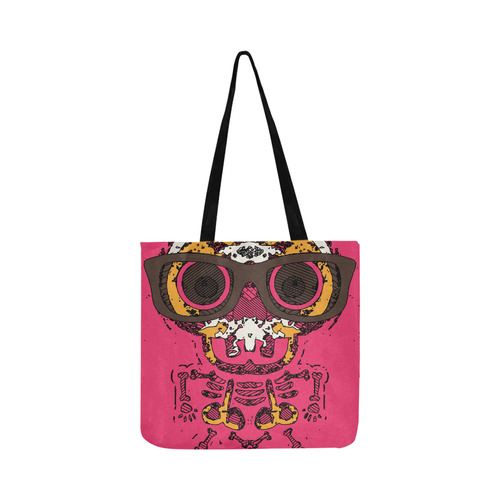 funny skull and bone graffiti drawing in orange brown and pink Reusable Shopping Bag Model 1660 (Two sides)