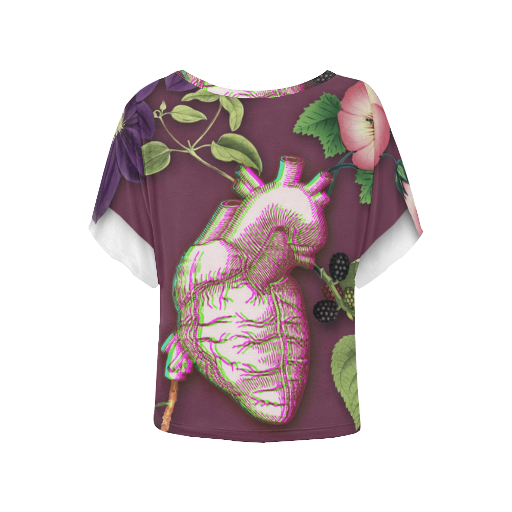 Ripened Heart Women's Batwing-Sleeved Blouse T shirt (Model T44)
