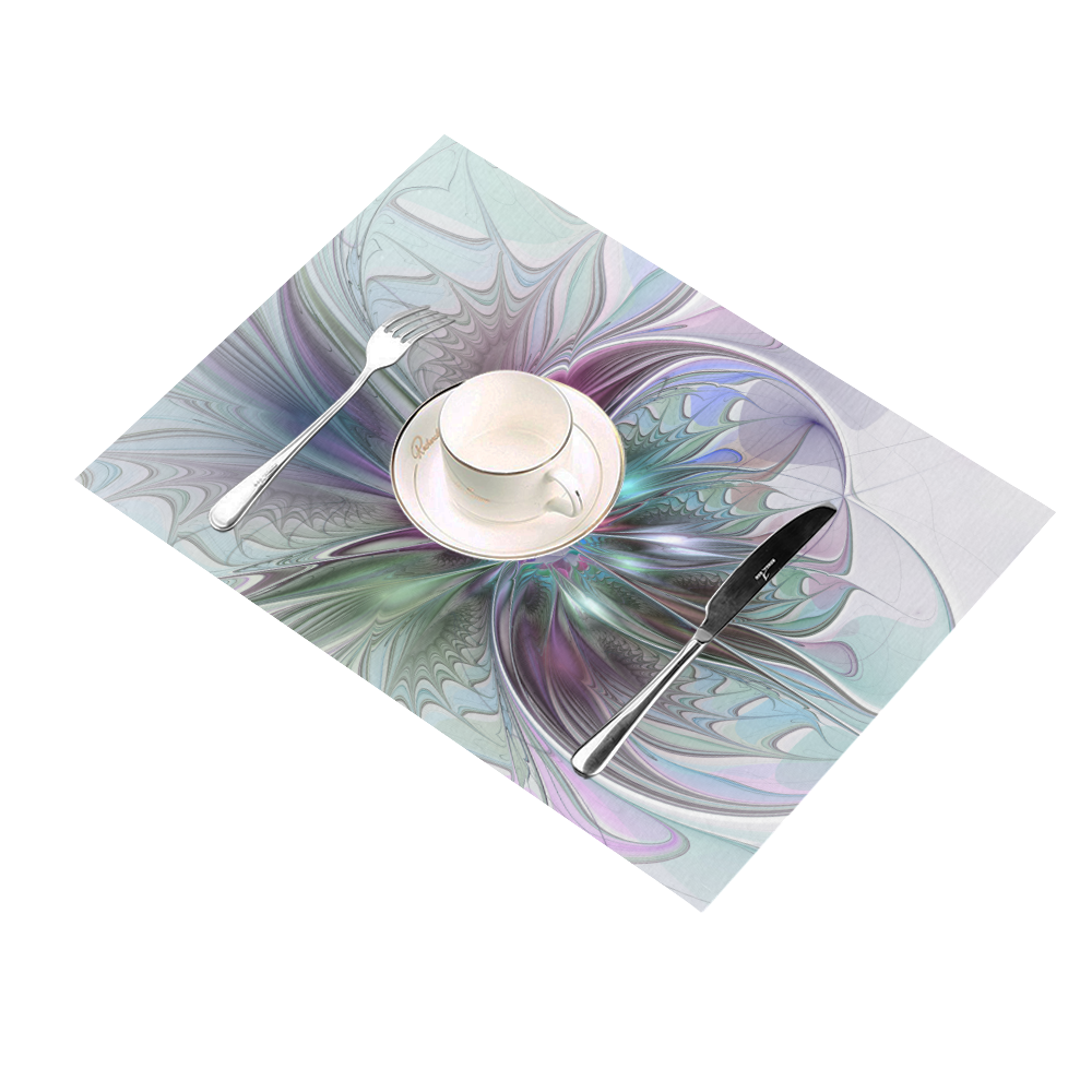 Colorful Fantasy Abstract Modern Fractal Flower Placemat 14’’ x 19’’ (Set of 4)