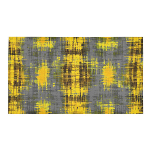 geometric plaid pattern painting abstract in yellow brown and black Bath Rug 16''x 28''