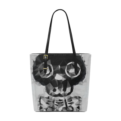 psychedelic skull and bone art geometric triangle abstract pattern in black and white Euramerican Tote Bag/Small (Model 1655)