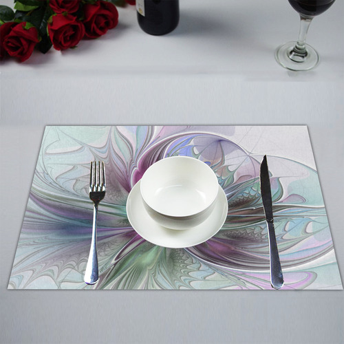 Colorful Fantasy Abstract Modern Fractal Flower Placemat 14’’ x 19’’ (Set of 6)