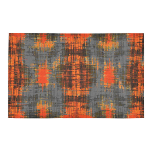 vintage geometric plaid pattern abstract in orange brown black Bath Rug 20''x 32''