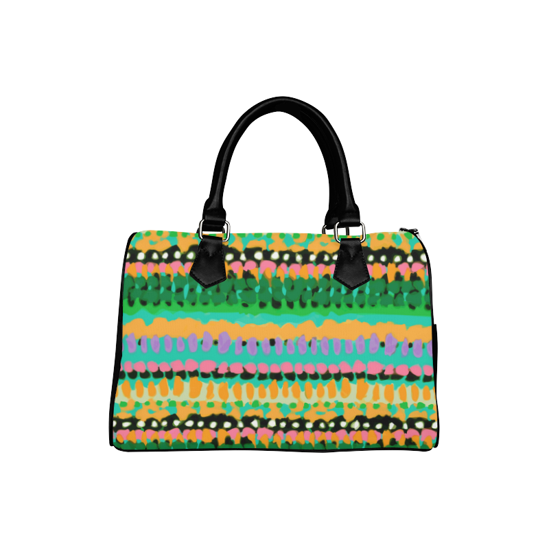 Ethnic Boho Orange Green Pink Forest Boston Handbag (Model 1621)