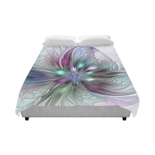 Colorful Fantasy Abstract Modern Fractal Flower Duvet Cover 86"x70" ( All-over-print)