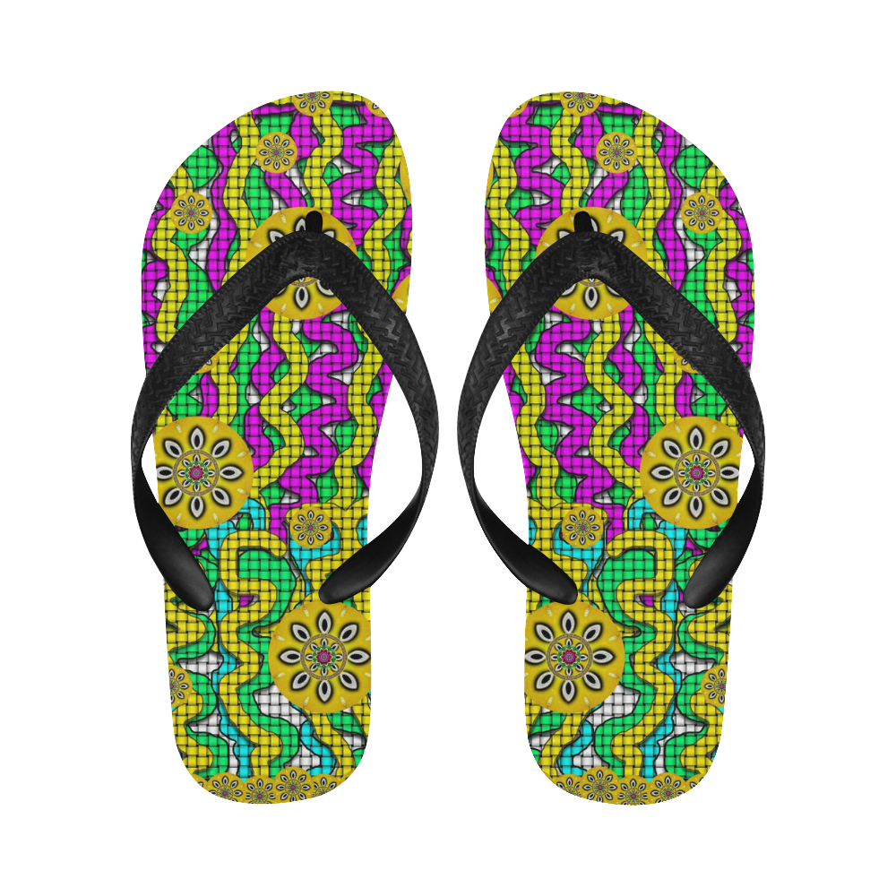 Merry happy festive flowers of love Flip Flops for Men/Women (Model 040)