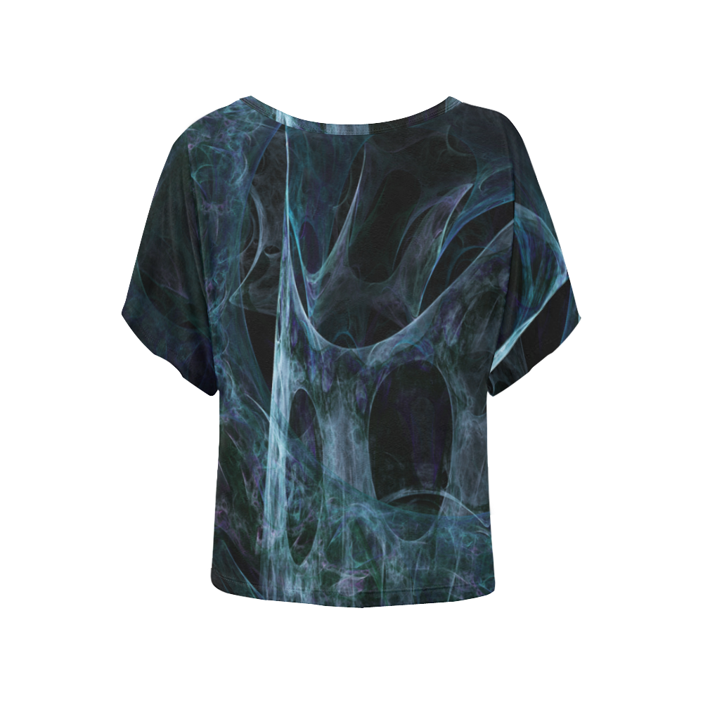 Caught in a Spider Web Women's Batwing-Sleeved Blouse T shirt (Model T44)