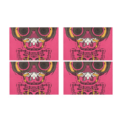 funny skull and bone graffiti drawing in orange brown and pink Placemat 12’’ x 18’’ (Four Pieces)