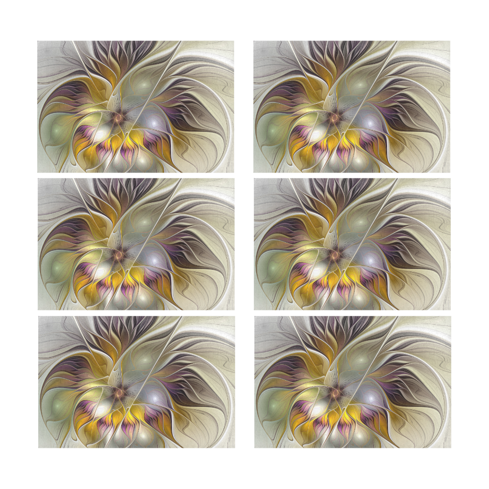 Abstract Colorful Fantasy Flower Modern Fractal Placemat 12’’ x 18’’ (Set of 6)