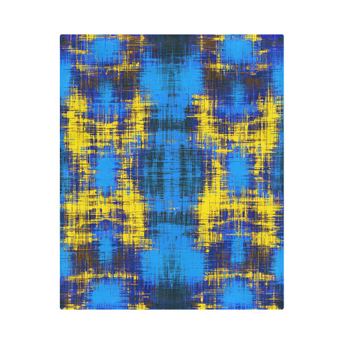 geometric plaid pattern painting abstract in blue yellow and black Duvet Cover 86"x70" ( All-over-print)