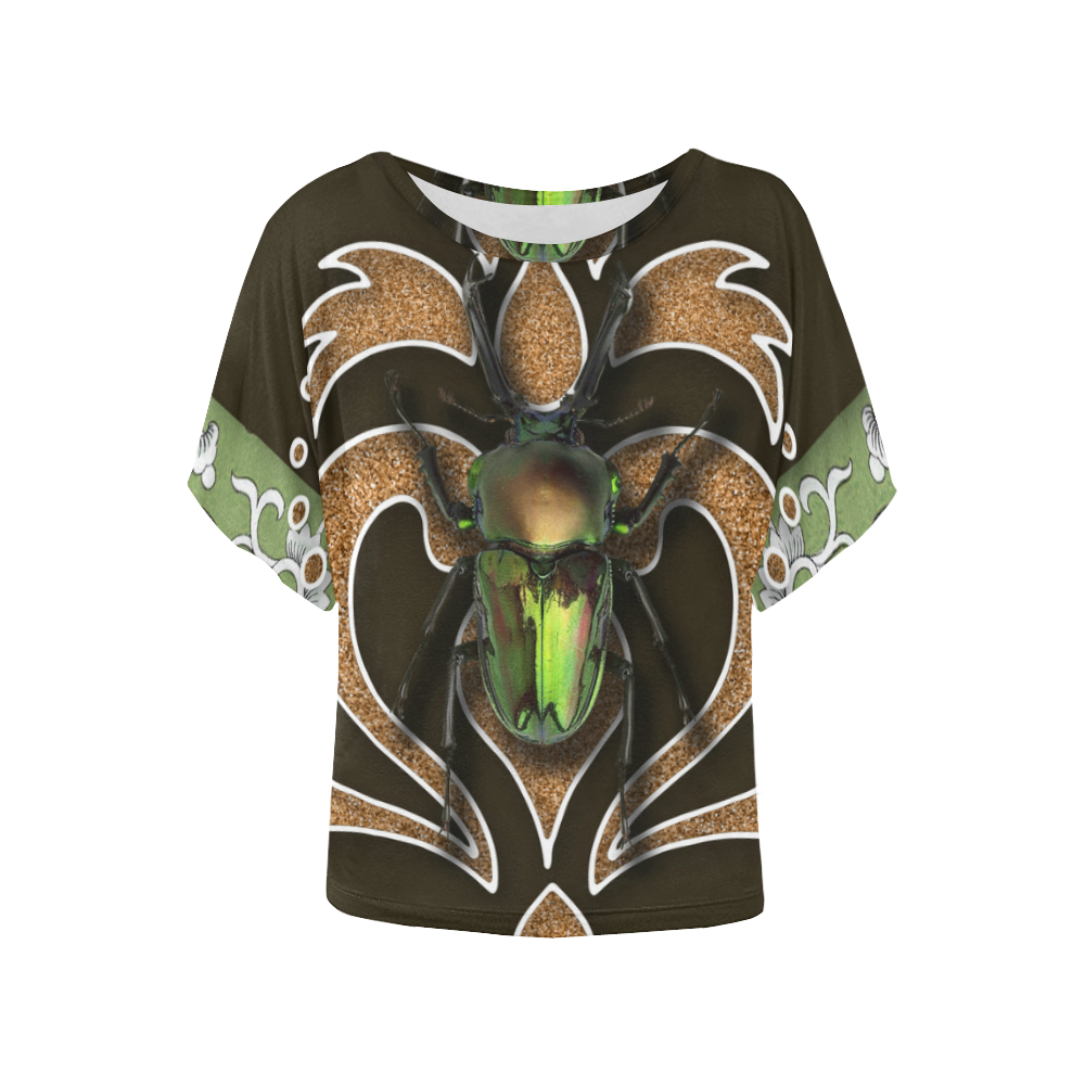 Collage Electric Beetle Women's Batwing-Sleeved Blouse T shirt (Model T44)