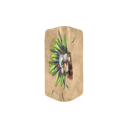 Amazing skull with feathers and flowers Women's Clutch Purse (Model 1637)