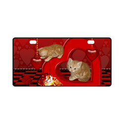 Cute kitten with hearts License Plate