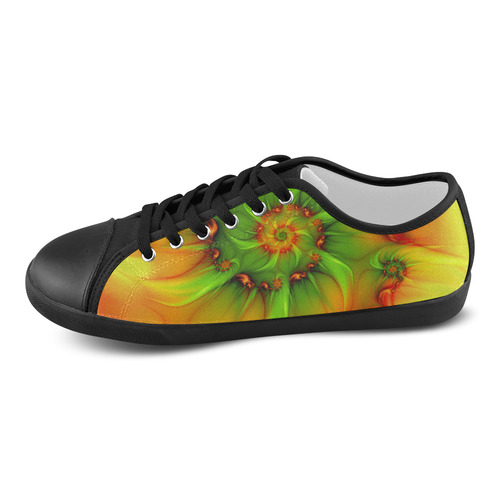 Hot Summer Green Orange Abstract Colorful Fractal Canvas Shoes for Women/Large Size (Model 016)