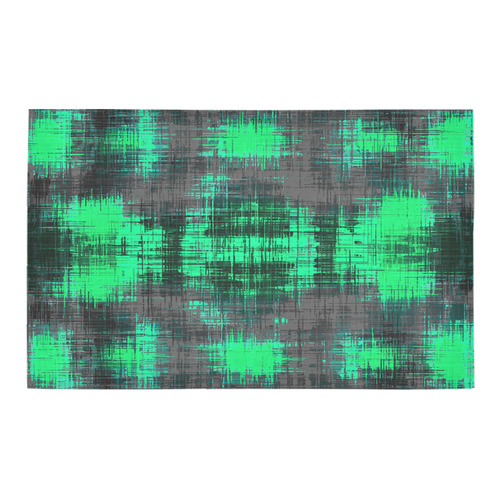 psychedelic geometric plaid abstract pattern in green and black Bath Rug 20''x 32''