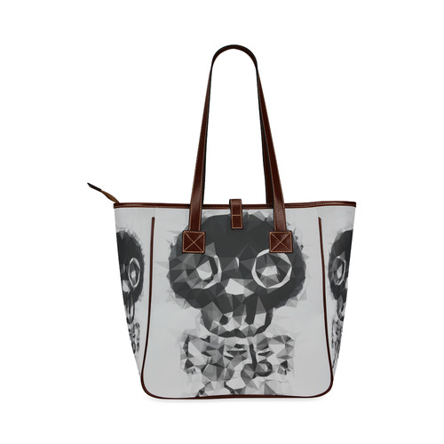 psychedelic skull and bone art geometric triangle abstract pattern in black and white Classic Tote Bag (Model 1644)