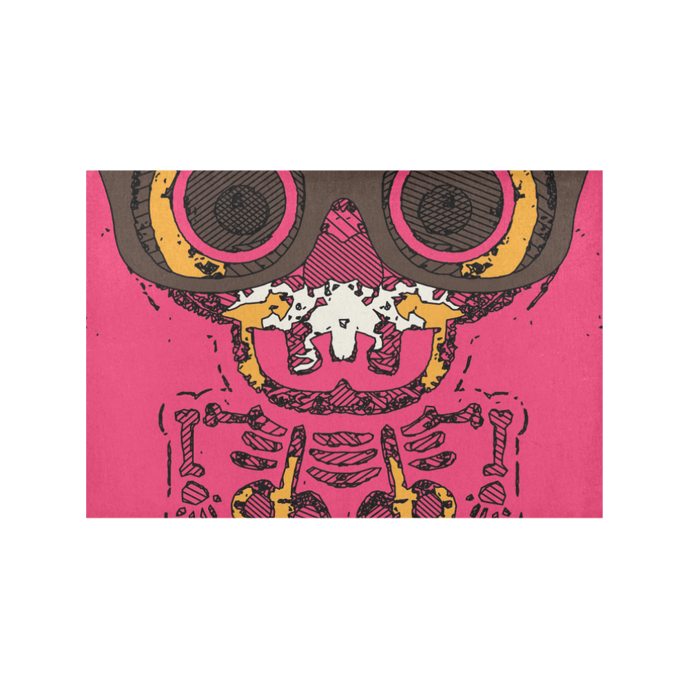 funny skull and bone graffiti drawing in orange brown and pink Placemat 12’’ x 18’’ (Set of 2)