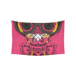 funny skull and bone graffiti drawing in orange brown and pink Cotton Linen Wall Tapestry 60"x 40"