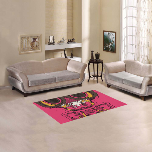 funny skull and bone graffiti drawing in orange brown and pink Area Rug 2'7"x 1'8‘’