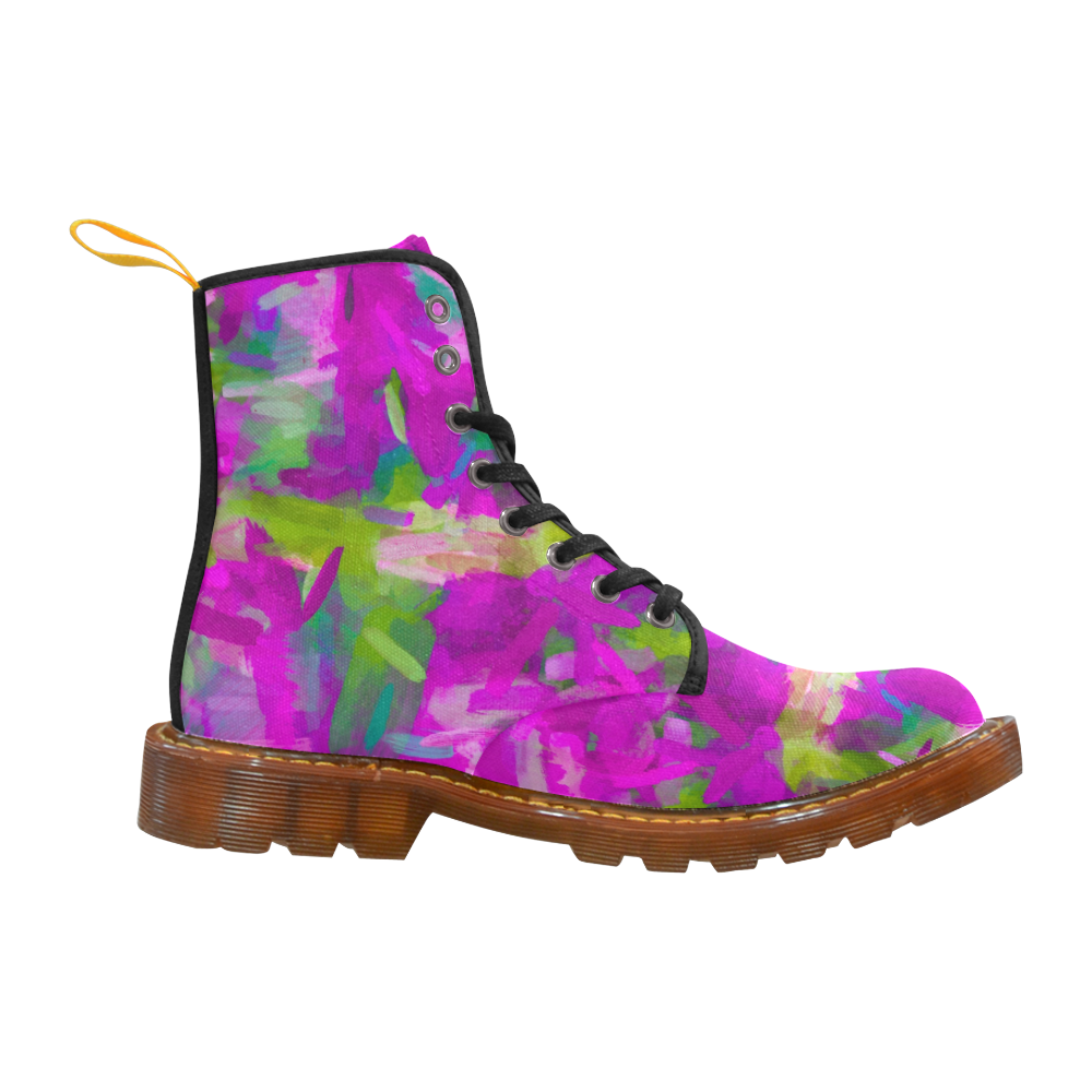 splash painting abstract texture in purple pink green Martin Boots For Women Model 1203H