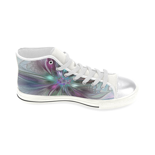 Colorful Fantasy Abstract Modern Fractal Flower Women's Classic High Top Canvas Shoes (Model 017)