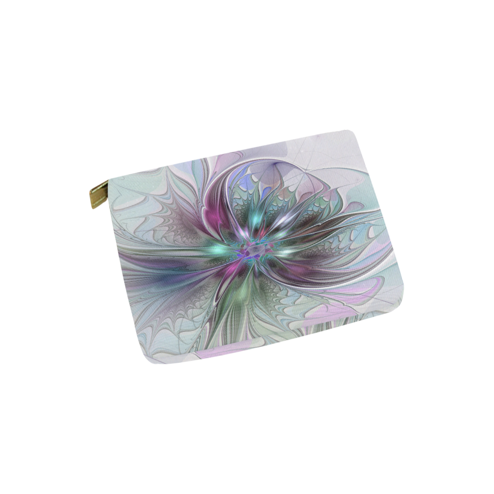 Colorful Fantasy Abstract Modern Fractal Flower Carry-All Pouch 6''x5''