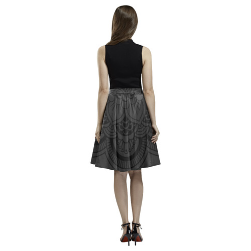 Saia mandala dark Melete Pleated Midi Skirt (Model D15)