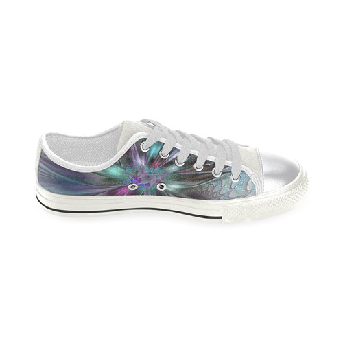 Colorful Fantasy Abstract Modern Fractal Flower Women's Classic Canvas Shoes (Model 018)